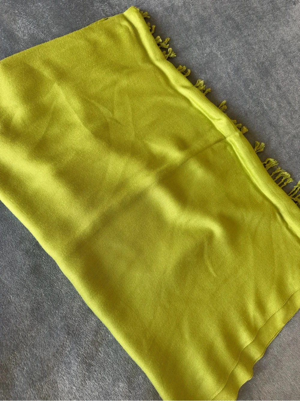 Pashmina and Silk Lime Green Fringe Wrap Scarf
